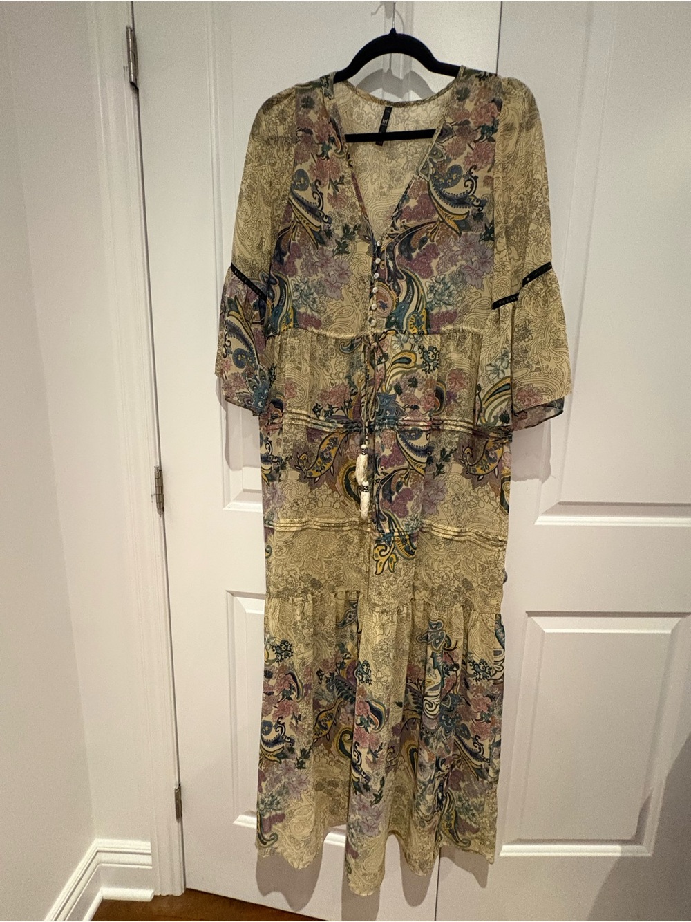 Zara TRF Floral Paisley Maxi Dress in Sage and Cream
